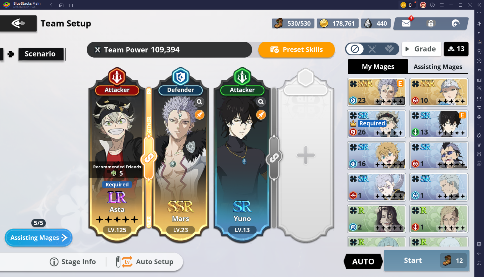 Formación de equipo optimizada en Black Clover M