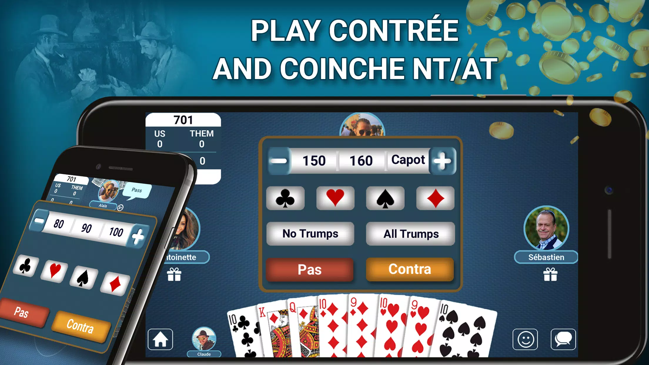 Blot Belote Coinche Online 螢幕截圖 1