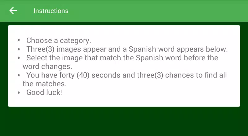 Match the Spanish Word Ảnh chụp màn hình 1