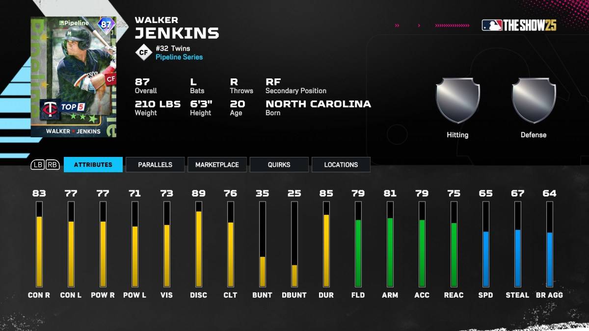 Pipeline -Programm Walker Jenkins -Karte in MLB Die Show 25.