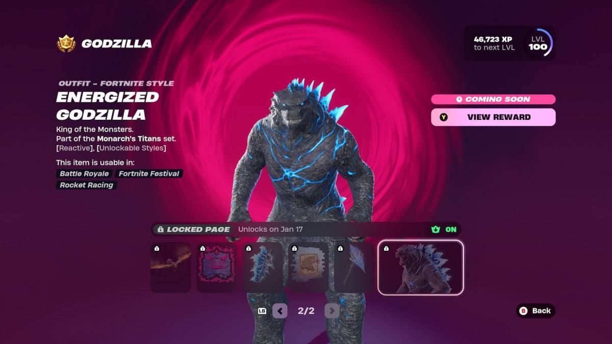 El estilo de Godzilla energizado en Fortnite como parte de un artículo sobre cómo desbloquearlo.