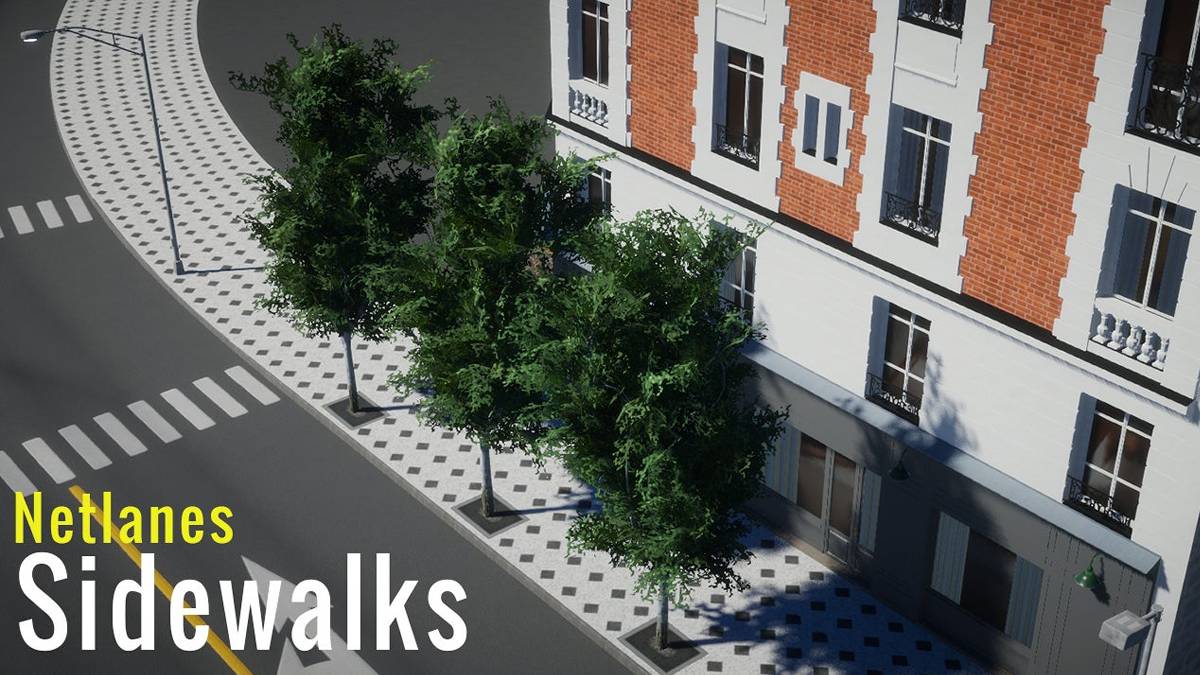 Netlanes Walkways & Paths mod showcasing enhanced city walkways