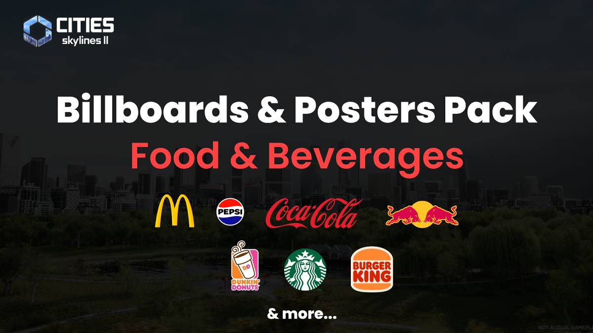 Food and Beverages Decals Pack adding realistic branding to city businesses