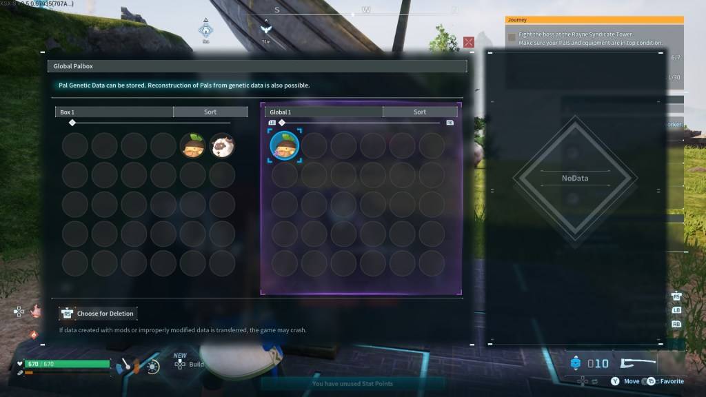Global Palbox interface in Palworld
