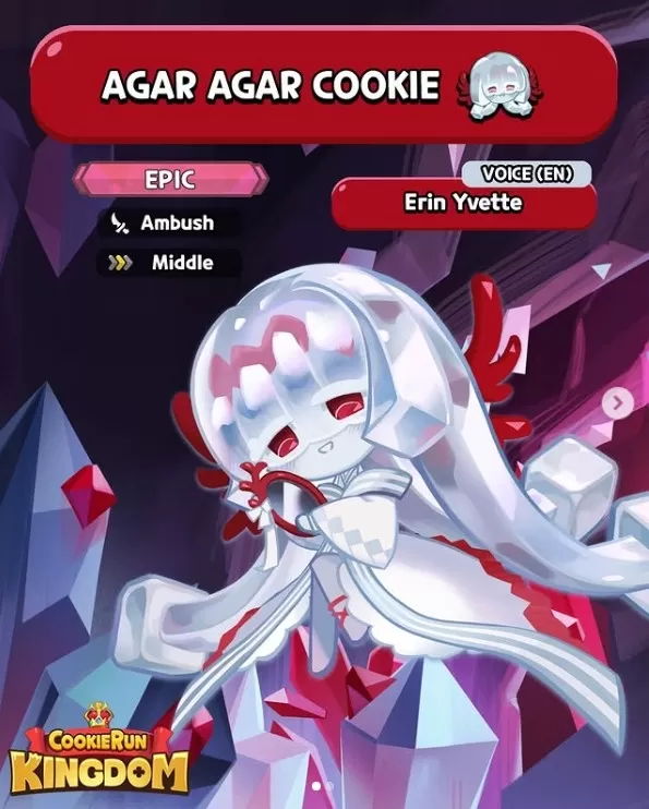 Cookie Agar Agar brandissant des potions magiques dans CookieRun Kingdom