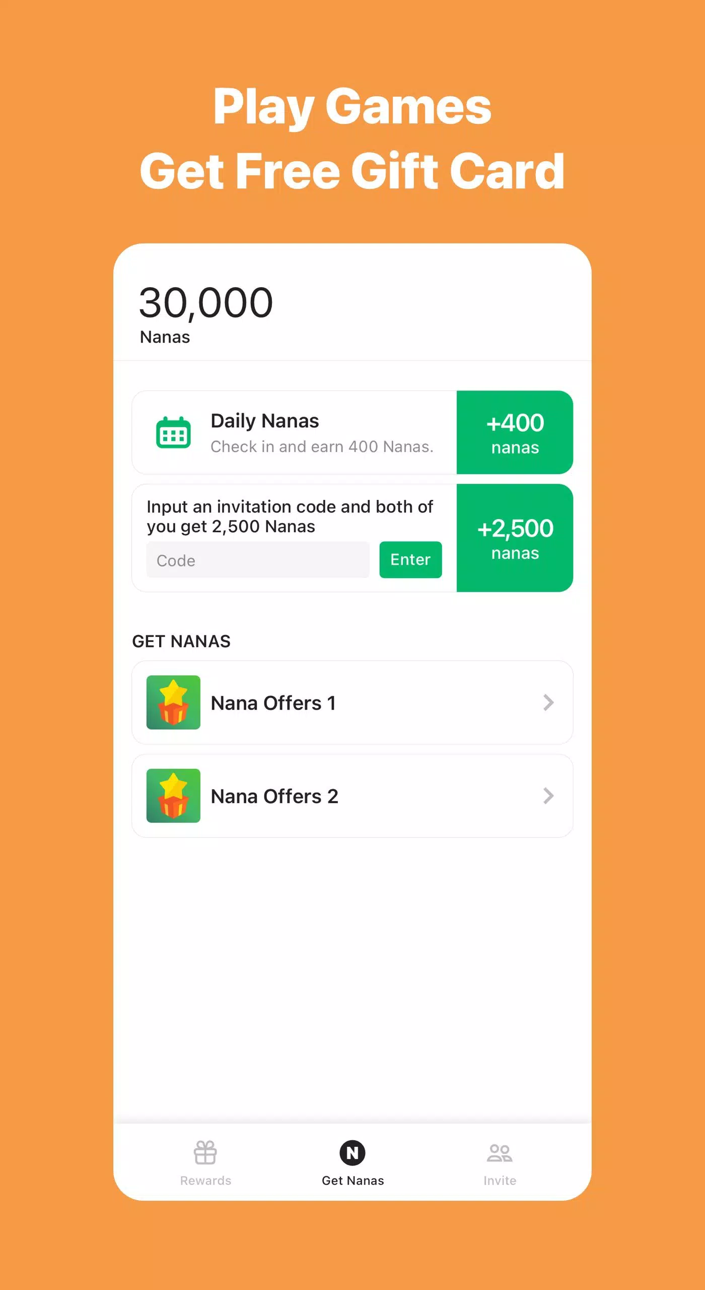 AppNana: cartões-presente Captura de tela 2