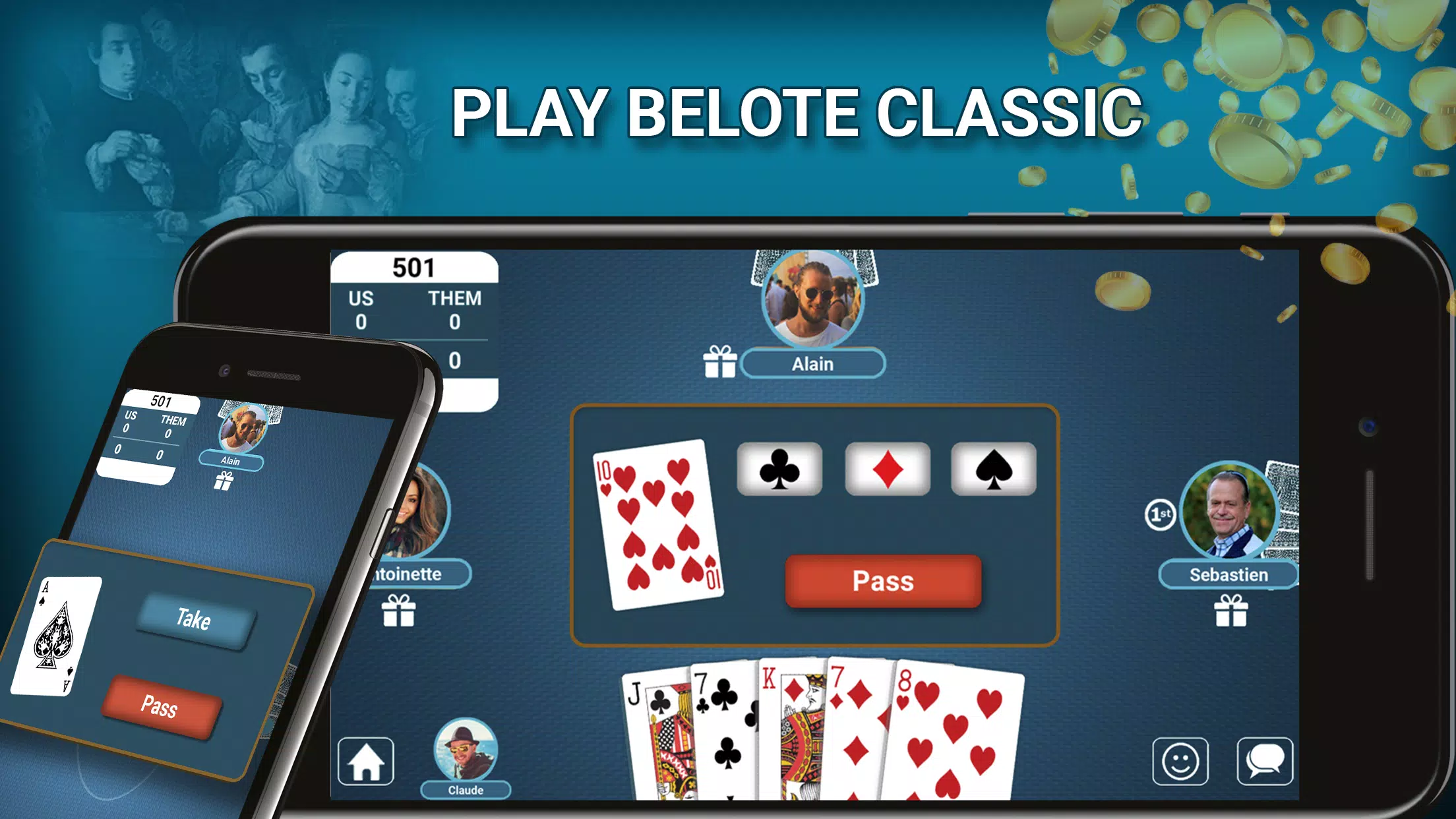 Blot Belote Coinche Online 螢幕截圖 0