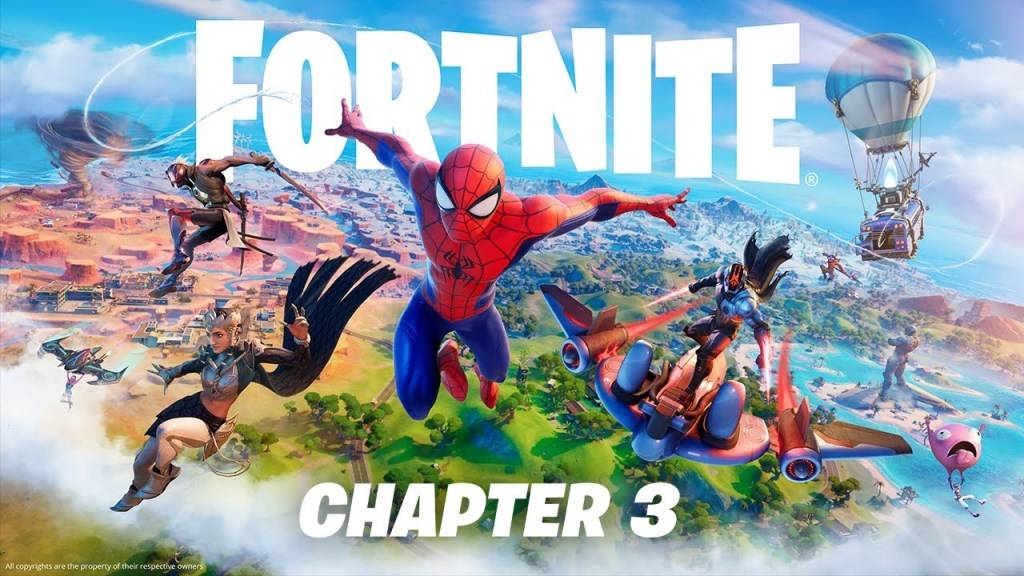 Fortnite Kabanata 3 Key Art na nagtatampok ng Spider-Man