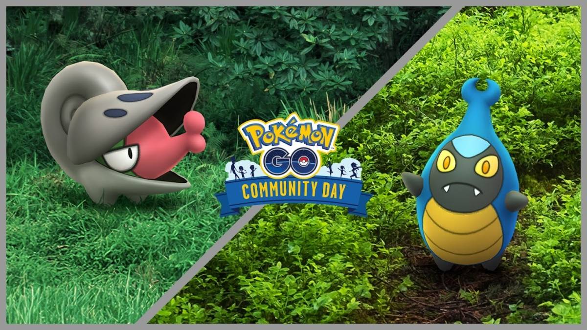 Pokemon Go Key Art для Дня сообщества Karrablast и Shelmet
