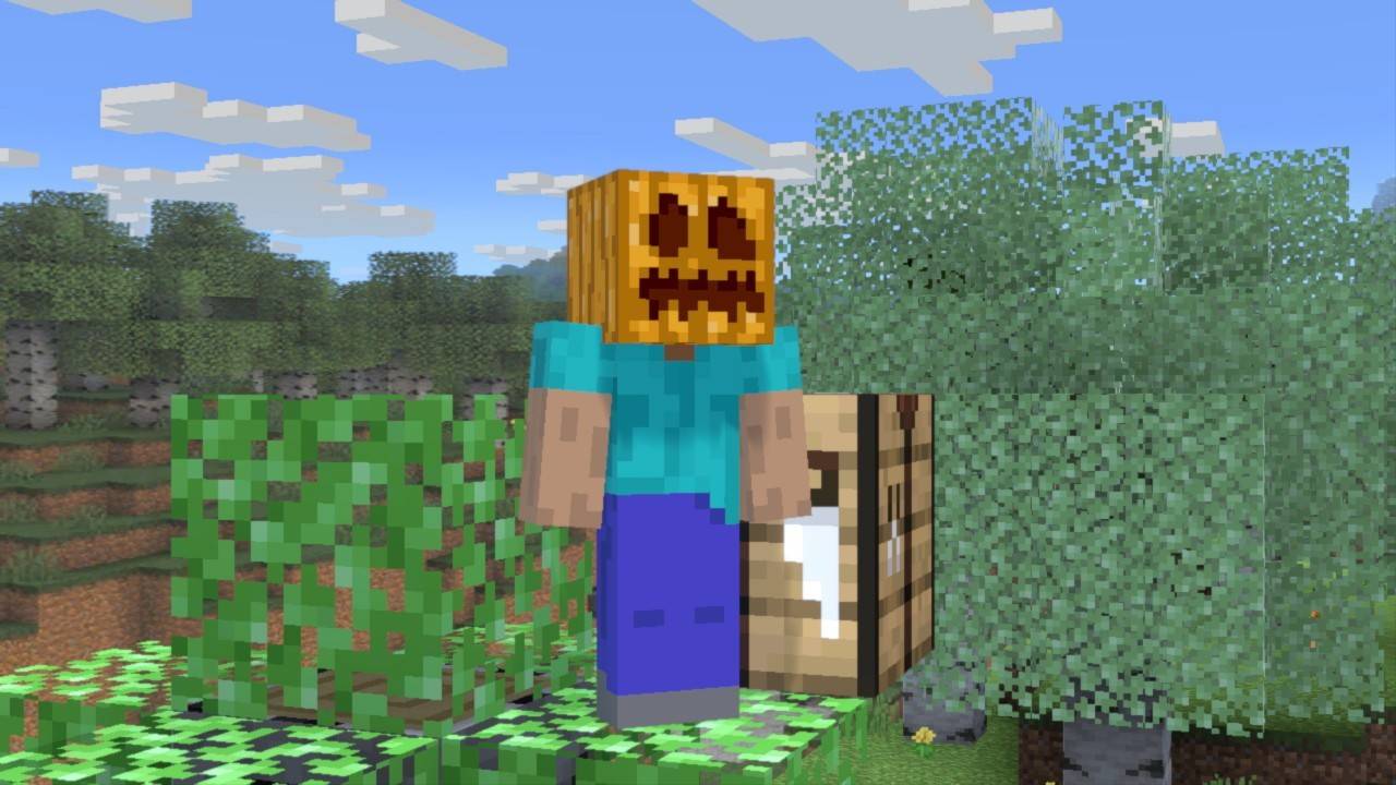 Pumpkin on head Minecraft character